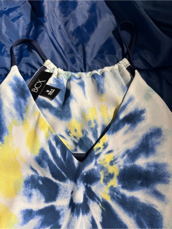 BCX Tops - BCX Blue, Yellow & White Tie-Dye V-Neck Camisole